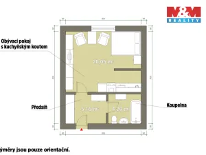 Pronájem bytu 1+kk, Přeštice, Slovenská, 29 m2