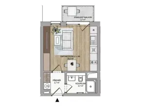 Prodej bytu 1+kk, Praha - Košíře, Naskové, 29 m2