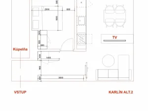 Pronájem bytu 2+kk, Praha - Karlín, Pernerova, 50 m2
