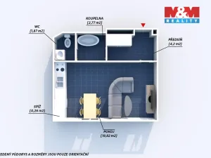 Pronájem bytu 1+kk, Hořovice, Anýžova, 30 m2