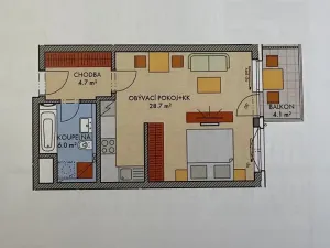 Pronájem bytu 2+kk, Praha - Štěrboholy, Rathouského, 48 m2
