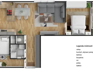 Pronájem bytu 3+kk, Brno, Merhautova, 55 m2