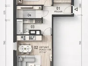 Pronájem bytu 2+kk, Praha - Letňany, Pavla Beneše, 57 m2