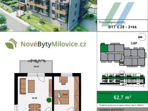 Prodej bytu 2+kk, Milovice, 58 m2