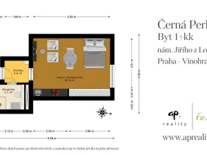 Prodej bytu 1+kk, Praha - Vinohrady, náměstí Jiřího z Lobkovic, 26 m2
