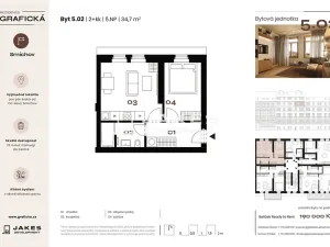 Prodej bytu 2+kk, Praha - Smíchov, Grafická, 35 m2