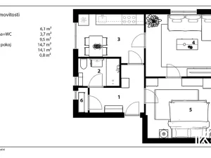 Prodej bytu 2+1, Rybitví, Činžovních domů, 58 m2