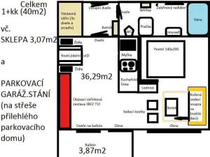 Pronájem bytu 1+kk, Praha - Horní Měcholupy, Boloňská, 40 m2