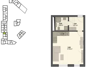Pronájem bytu 1+kk, Ostrava - Moravská Ostrava, Jantarová, 37 m2