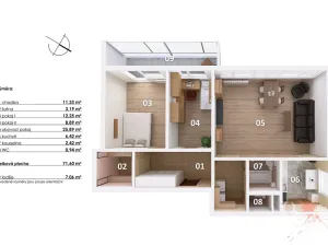 Pronájem bytu 3+1, Praha - Michle, Na líše, 72 m2