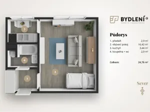 Prodej bytu 1+1, Hrob, Rybniční, 27 m2