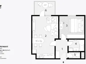 Pronájem bytu 2+kk, Brno, Hlinecká, 52 m2