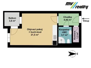 Pronájem bytu 1+kk, Lysá nad Labem, Vichrova, 31 m2