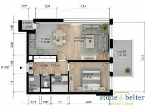 Pronájem bytu 2+kk, Praha - Michle, V dolině, 57 m2