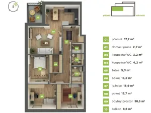Prodej bytu 4+kk, Praha, Klánova, 119 m2