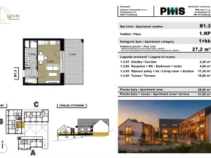 Prodej bytu 1+kk, Tuchoměřice, 41 m2