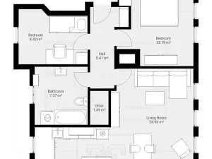 Pronájem bytu 3+kk, Praha - Cholupice, Kestřanská, 67 m2