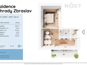 Prodej bytu 2+kk, Praha - Zbraslav, Elišky Přemyslovny, 51 m2