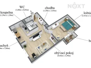 Prodej bytu 2+1, Žatec, Podměstí, 55 m2