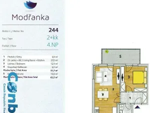 Pronájem bytu 2+kk, Praha - Modřany, K Vystrkovu, 54 m2
