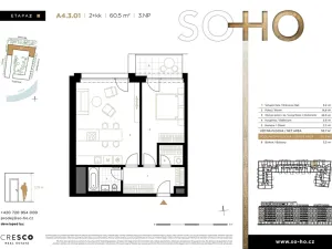 Prodej bytu 2+kk, Praha - Holešovice, V háji, 61 m2