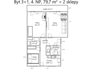 Prodej bytu 3+1, Šternberk, Na Vyhlídce, 71 m2