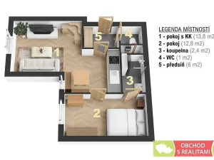 Prodej bytu 2+kk, Praha, U Uranie, 36 m2