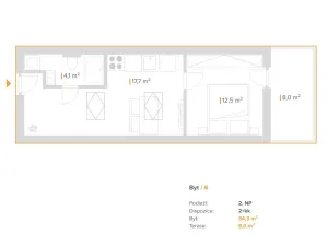 Pronájem bytu 2+kk, Brno, Boženy Němcové, 35 m2