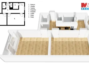 Prodej bytu 2+1, Jílové, Oblouková, 63 m2