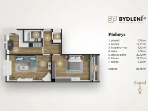 Prodej bytu 2+1, Chomutov, Palackého, 66 m2