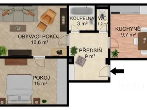 Prodej bytu 2+1, Písek, Šafaříkova, 52 m2