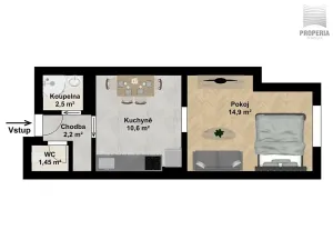Prodej bytu 2+kk, Brno, Karlova, 28 m2