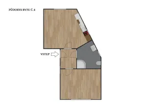 Pronájem bytu 2+kk, Brno - Ivanovice, Hřebíčková, 48 m2