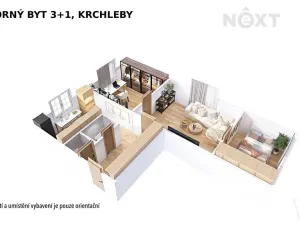 Prodej bytu 3+1, Krchleby, 55 m2