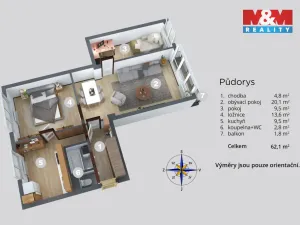 Prodej bytu 3+1, Varnsdorf, Legií, 65 m2