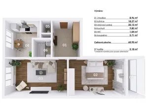 Pronájem bytu 2+1, Praha - Kamýk, Zárubova, 61 m2