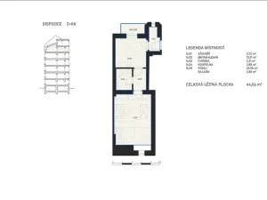Pronájem bytu 2+kk, Brno, Cihlářská, 44 m2