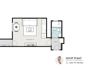 Pronájem bytu 1+kk, Praha - Nusle, Sezimova, 27 m2