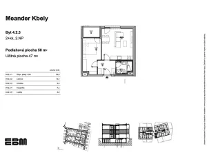 Prodej bytu 2+kk, Praha - Kbely, K Vinoři, 50 m2