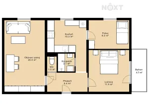 Prodej bytu 3+1, Chelčice, 64 m2