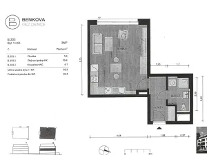 Prodej bytu 1+kk, Praha - Chodov, Benkova, 37 m2