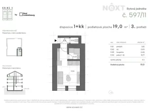Prodej bytu 1+kk, Praha - Vysočany, Kolmá, 19 m2