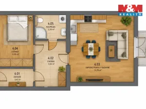 Pronájem bytu 2+kk, Znojmo, náměstí Svobody, 46 m2