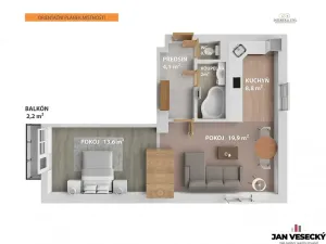 Pronájem bytu 2+kk, Praha - Kbely, Luštěnická, 49 m2