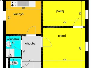 Pronájem bytu 2+1, Poděbrady, Na Hrázi, 47 m2