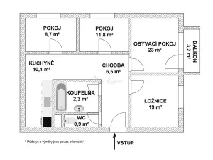 Prodej bytu 4+1, Chropyně, Díly, 93 m2