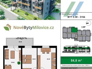 Prodej bytu 3+kk, Milovice, 86 m2