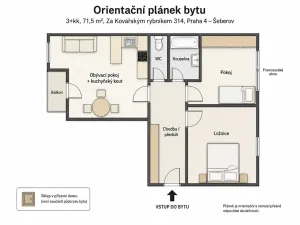 Prodej bytu 3+kk, Praha - Šeberov, Za Kovářským rybníkem, 71 m2
