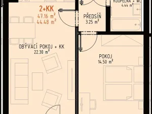 Prodej bytu 2+kk, Brno, Veveří, 50 m2