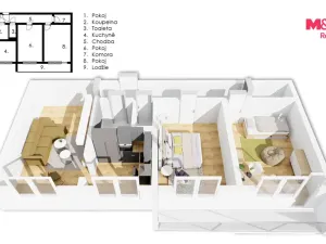 Prodej bytu 3+1, Praha - Kobylisy, Košťálkova, 66 m2